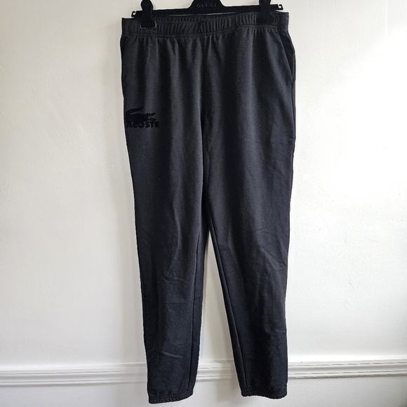 New Lacoste Men's Cotton Fleece Lounge Black Joggers Sweatpants NWT Large - Picture 10 of 16